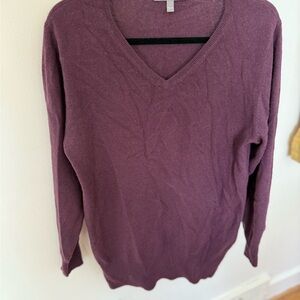 Neiman Marcus Deep Purple V-Neck Sweater